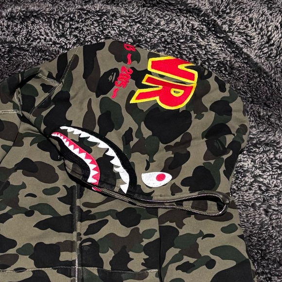 BAPE PONR 1ST ABC CAMO SHARK FULL ZIP HOODIE MENS IN GREEN - Size XXL - Picture 3 of 9